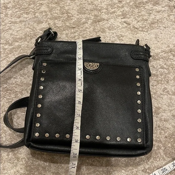 BRIGHTON PRETTY TOUGH BLACK STUDDED ROYCE SUPER ORGANIZERCROSSBODY HANDBAG